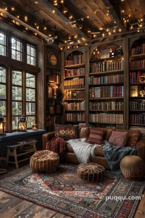 Dream Home Library Ideas - Create Your Perfect Reading Space - Puqqu Fancy Home Library, Dream Library Cozy Reading Room, Cozy Library Room Ideas, Salons Cottage, Dream Home Library, Classic Mansion, Home Library Ideas, Library Rooms, Cozy Home Library