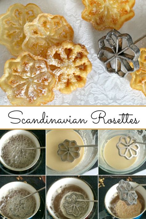 Rosettes Cookie Recipe, Rosette Recipe, Rosette Cookies, Glutenfri Baking, Pastry Treats, Grateful Prayer, Norwegian Recipes, Scandinavian Recipes, Norwegian Food