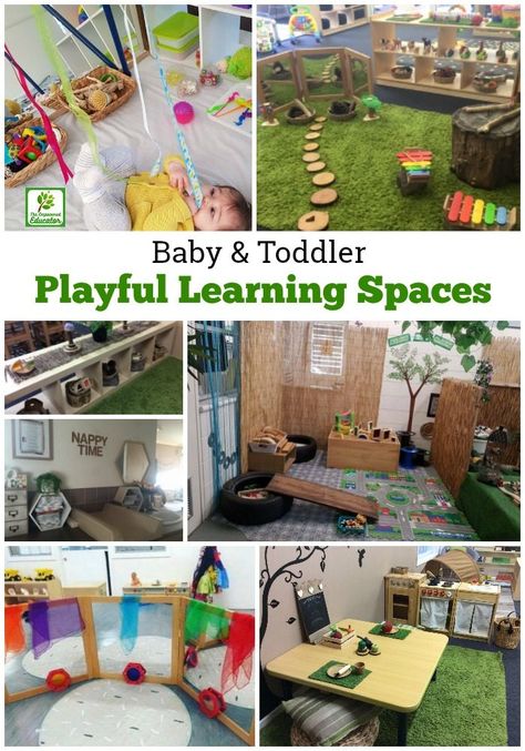 Ideas, tips and photo inspiration to help early childhood educators and families create engaging, welcoming and playful learning spaces for babies and toddlers - Download the factsheet here! Infant Toddler Classroom, Early Learning Environments, Childcare Rooms, Outdoor Learning Spaces, Reggio Inspired Classrooms, Infant Classroom, Family Day Care, Infant Room, Playful Learning