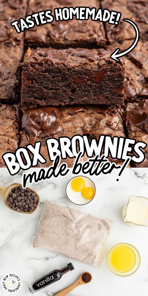 Upgrade your box of brownie mix! Learn how to make better boxed brownies with this easy (and oh-so-YUMMY) recipe for fudgy, chocolate brownies. Boxed Brownies Better, Applesauce Brownies, Boxed Brownie Recipes, Moist Chocolate Brownies, Farm Cart, Fat Cake, Milk Chocolate Brownies, German Chocolate Brownies, Boxed Brownies