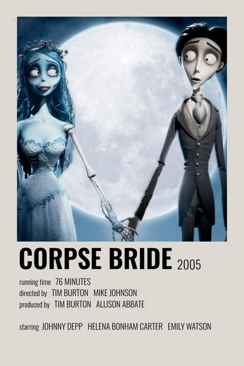 Corpse Bride (2005) - [made by me @lydiaaf_] قلعة هاول المتحركة, Corpse Bride Movie, Movie Character Posters, Emily Corpse Bride, Tim Burton Corpse Bride, Must See Movies, The Corpse Bride, Movie Card, Iconic Movie Posters