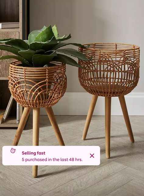 Plant Stand For Bathroom, Standing Planters, Indoor Rattan Furniture, Wicker Plant Stand, Vintage Rattan Furniture, Rattan Planters, Rattan Style, Shade Of Brown, Planter Stand