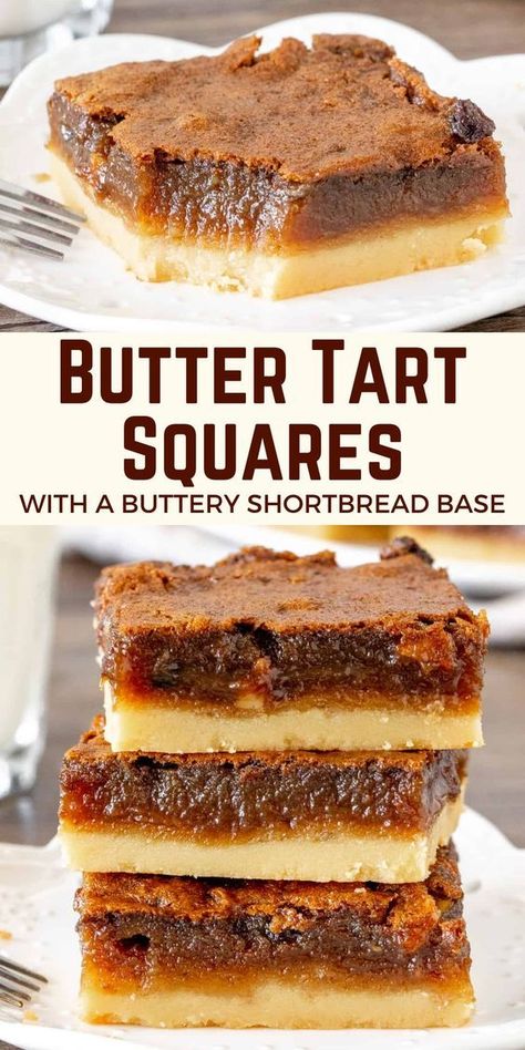 Butter Squares Bar Recipes, Cookie Squares Bar Recipes, Simple Bakery Recipes, Best Butter Tart Squares, Cookies And Squares, Butter Tarts Squares Recipe, Canadian Cookie Recipes, Butter Tart Bars Squares, Brown Butter Tart