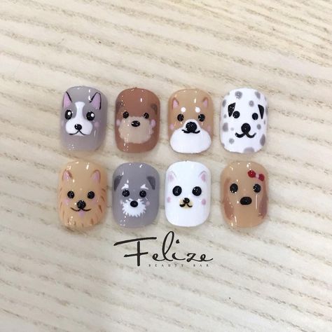 Yorkie Nail Art, Cute Dog Nail Art, Cute Dog Nails, Dog Nails Art, Dog Design Nails, Puppy Nail Art, Dog Themed Nails, Nails Dog Design, Puppy Nails Designs