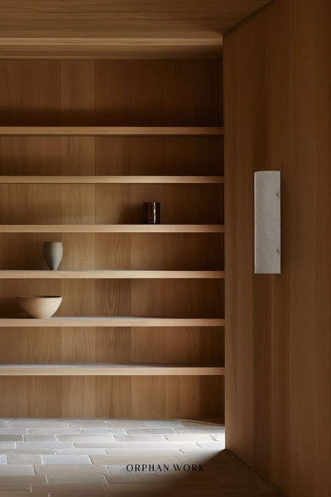 Dark Oak Shelving, Limed Oak Shelves, Large Oak Shelf, Axel Vervoordt Library, Wood Linear Pendant, Italian Lighting, Italian Villa, Bookcase Shelves, Organic Modern