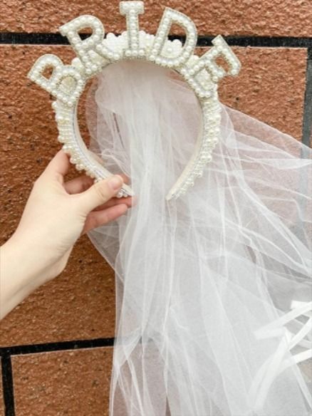 Bride Crown Bachelorette, Bride Headband Bachelorette, Bachelorette Headband, Bachelorette Party Headband, Fingertip Length Wedding Veil, Bride To Be Decorations, Party Veil, Crown Bride, Bride Head