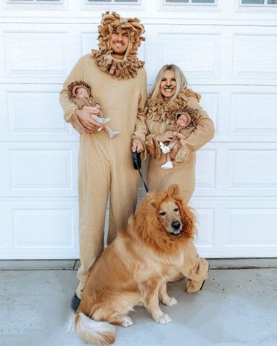 Lion Family Halloween Costume, Family Lion Costumes, Lion Halloween Costume Family, Golden Retriever Lion Costume, Lion Family Costume, Diy Lion Costume Women, Lion Halloween Costume Women, Lion King Family Costume, Lion Costume Women