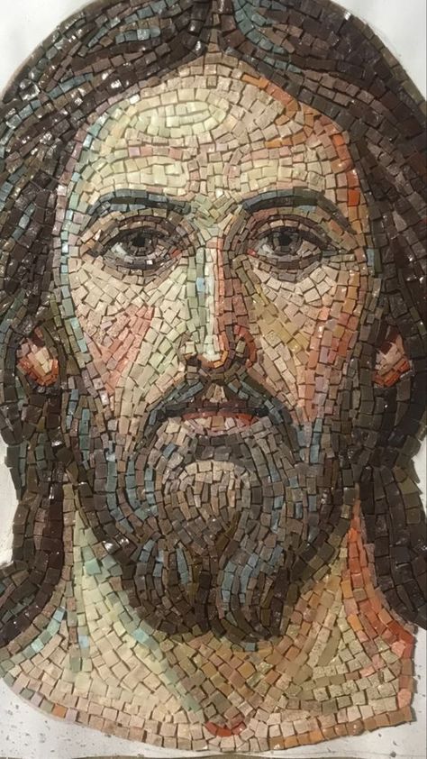 Byzantine Art Painting, Christian Mosaic, Roman Mosaic Art, Mosaics Art, Jesus Portrait, Mosaic Portrait, Byzantine Mosaic, Jesus Christ Painting, Jesus Artwork