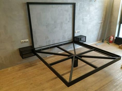 Steel Bed Design, Steel Furniture Design, Welded Furniture, Bed Frame Design, Steel Bed, Floating Bed, Industrial Design Furniture, Cool Wood Projects, Metal Furniture Design