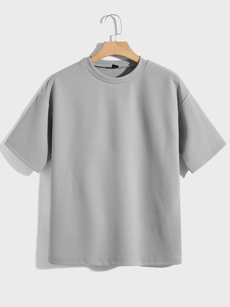 Gray Shirt Outfit, Formal Attire For Men, Shirt Outfit Men, Hype Clothing, Plain Outfits, Drop Shoulder Tee, Mens Outfit Inspiration, Clothing Tags, Tee Shirt Homme