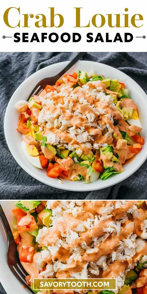 Crab Louie Salad, Seafood Salad Recipe, Crab Louie, Sea Food Salad, Crab Salad Recipe, Sea Food Salad Recipes, Low Carb Salad, Egg Salad Recipe, Crab Salad