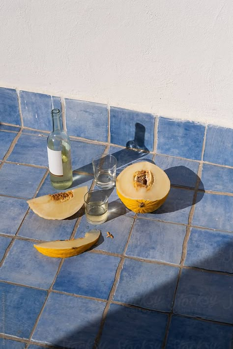 Blue Tiles, Italian Summer, Blue Aesthetic, Life Photography, Still Life Photography, Aesthetic Photography, Summer Aesthetic, Product Photography, Bananas