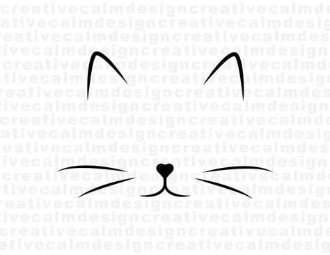 Cat Face Svg Png Pdf Jpg Digital Download Cut Cat Face Outline Tattoo, Cute Cat Drawing Doodles, Cat Face Outline, Cat Face Tattoos, Cat Face Svg, Cat Face Drawing, Circle Face, Face Stencils, Cat Outline