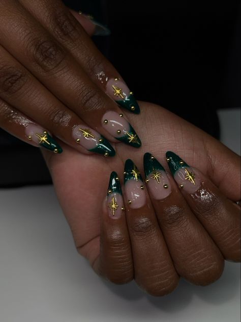 Blue Prom Nails, Prom Nails Red, Emerald Nails, Gold Acrylic Nails, Witch Nails, Green Acrylic Nails, Teal Nails, Dark Green Nails, Fake Nails Designs