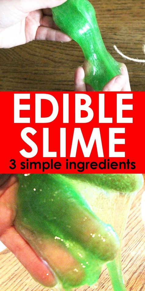 Edible slime is a great activity for kids of all ages, especially as a sensory activity for younger kids who are still inclined to put everything in their mouths! Get the easy recipe for organic gummy bear edible slime and make it today! #Slime #EdibleCrafts #Preschool #Kindergarten Edible Green Slime For Cake, Jello Slime Recipe Edible, Slime Recipe Edible, Edible Activities For Kids, Edible Green Slime, Slime Cupcakes, Homemade Edible Slime, Safe Slime Recipe, Easy Slime Recipes