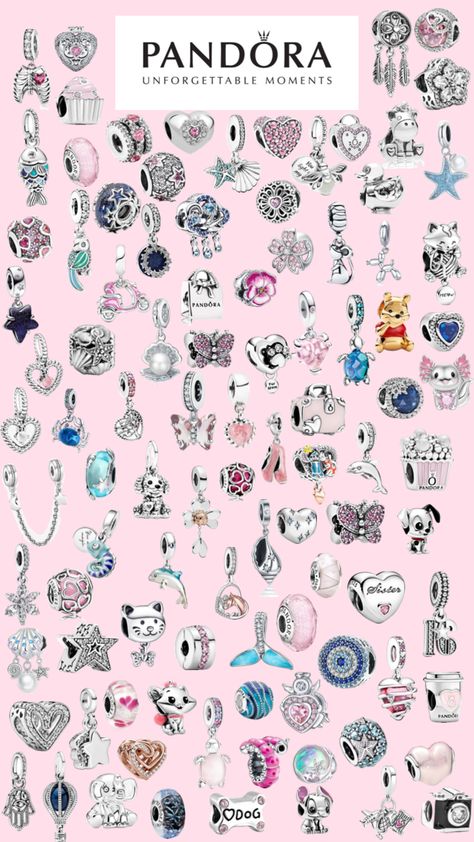 Cute Shuffles, Pandora Charms Pink, Pandora Bracelet Charms Ideas, Pandora Bracelet Designs, Pandora Jewelry Charms, Pandora Pink, Jewelry Accessories Ideas, Pandora Bracelet Charms, Jewelry Essentials