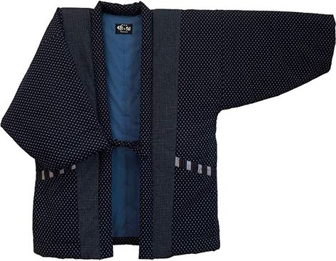 Amazon.com: Hail Pattern Hanten (Cotton Jacket Made in Japan Kimono-Style) ImportJapanese Clothes Size Men's (M-L Size) Navy Blue: Clothing Japanese Couture, Kimono Jacket Pattern, Mens Kimono Jacket, Home Shrine, Kimono Men, Mens Kimono, Winter Coat Short, Indigo Mudcloth, Traditional Japanese Kimono