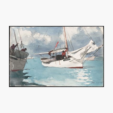 Get my art printed on awesome products. Support me at Redbubble #RBandME: https://www.redbubble.com/i/photographic-print/Fishing-Boats-by-ohboy2/56839383.6Q0TX?asc=u Winslow Homer, Oliver Gal, Framed Tv, Water Crafts, Key West, Fishing Boats, Van Gogh, Art Sur Toile, Watercolor Painting