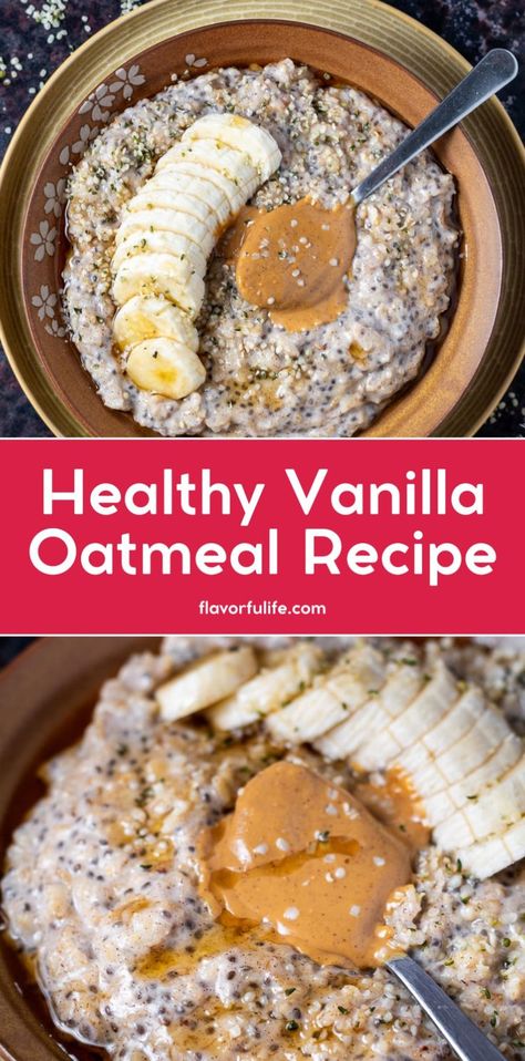 Start with an easy oatmeal base using this healthy oatmeal recipe. Add chia oats for extra nutrition and enjoy a creamy vanilla oatmeal that’s full of oatmeal flavors. It’s an easy yummy breakfast you’ll love every morning. Meal Prep Oatmeal, Ways To Make Oatmeal, Oatmeal Recipes Crockpot, Chia Oats, Low Carb Oatmeal, Vanilla Oatmeal, Easy Yummy Breakfast, Oatmeal Flavors, Oatmeal Toppings