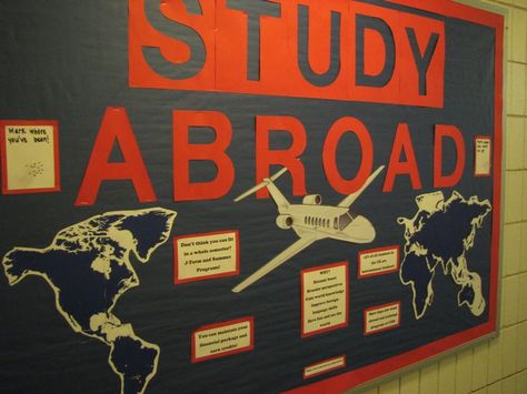 Study Abroad Bulletin Board, Resident Assistant Bulletin Boards, Time Management College Student, Ra Board Ideas, College Bulletin Boards, Passive Programs, Resident Advisor, Interactive Bulletin Boards, Ra Boards