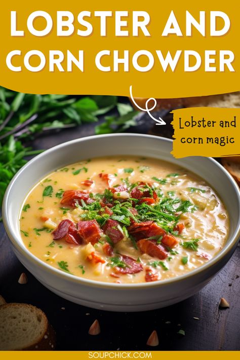 Lobster and Corn Chowder Ina Garden Lobster Corn Chowder, Lobster And Corn Chowder, Lobster Chowder Recipe, Lobster Corn Chowder Ina Garten, Bacon Shrimp Corn Chowder, Bermuda Recipes, Copycat Longhorn Shrimp And Lobster Chowder, Lobster Corn Chowder, Clam Chowder Recipe New England Healthy