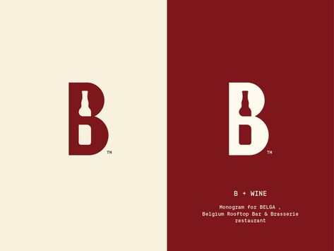 Belga Bar & Brasserie Logo Online Shop Ideas, Wine Bottle Logo, Wine Logo Design, Beer Logo Design, Pub Logo, Luxe Logo, Logo Design Inspiration Vintage, Logo Luxe, Bottle Logo