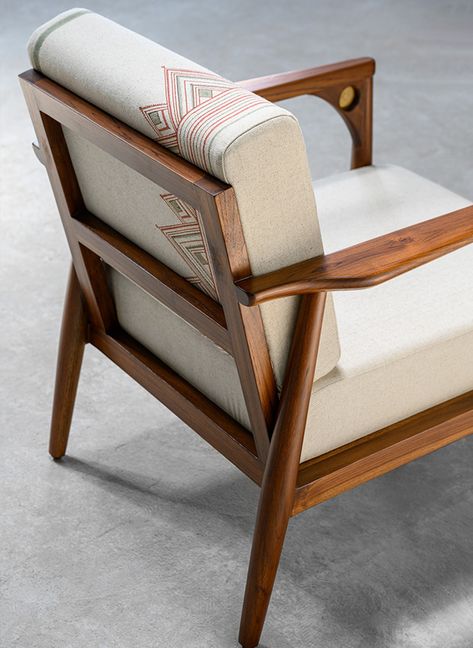 DP Cult - Exclusive Sourcing Destination for Design & Decor in India Modern Wood Chair Design, Japandi Armchair, Wooden Chair Design, Wooden Arm Chair, Vernacular Design, Dinner Tables Furniture, Modern Wooden Chair, Wooden Sofa Chair, Timeless Sofa