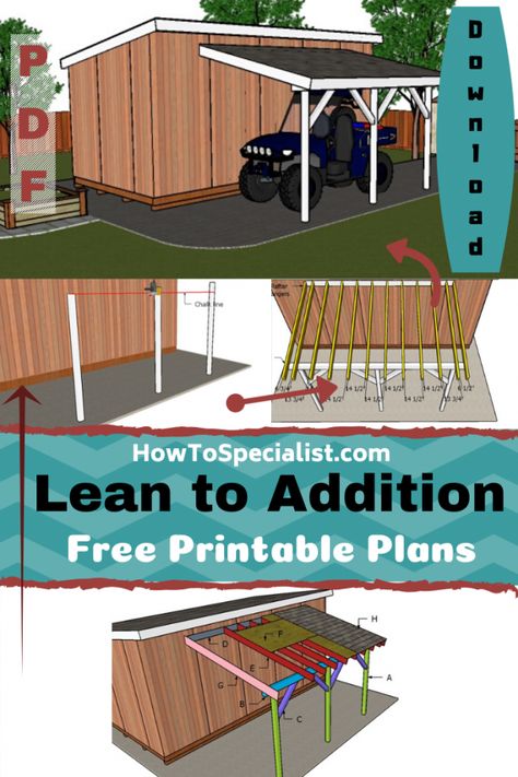 Lean To Roof, Lean To Shed Plans, Lean To, Lean To Shed, Porch Addition, Shed Organization, Car Port, Shed Plan, Mini Farm