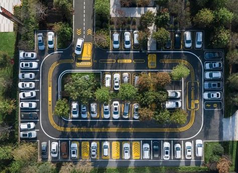 Car Park Design Landscape Architecture, Parking Landscape Design, Car Park Architecture, Parking Landscape, Car Parking Design, Parking Layout, Parking Lot Design, Car Park Design, Parking Plan