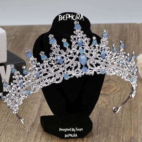 Material:Rhinestone, Crystal 👑Surface length of 15 cm and a crown height of 7 cm Black Friday & Christmas, End of the year Final sale 🎁  (Limited Stock!) 🍓PROMO 1: Buy ANY Headpiece get a $22 Nail set For FREE  🍓PROMO 2: Buy total over $99 GET a $50 Crown For FREE  🎊 (Random Surprise Present Pack - Handpicked Mystery Items, Ideal for Gift-Giving, Delightful Surprise with Every Order) 👑Luxury bridal Crown encrusted with crystals, this royal wedding headpiece is perfect for your special day Crowns For Quinceanera Blue, Cinderella Quince Crown, Light Blue Quince Crown, Quince Crowns Blue, Light Blue Masquerade Mask, Xv Crowns, Quince Tiaras, Baby Blue Quince, Light Blue Crown