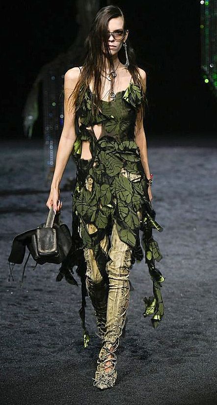 Dress by Acne Studios for PFW... #fallcollection #pfw #outfit #dress #womenswear #designeroutfit #fashion #fashiondesigner #designerdress #perfectaffair #eventdesign #dressdesign #eventdecor Reptile Fashion, Acne Studios Runway, Tempest Costumes, How To Choose Sunglasses, Jungle Outfit, Jungle Fashion, Modeling Outfits, Nature Outfits, Botanical Fashion