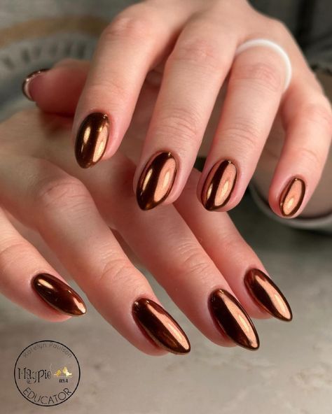 #chrome brown nails #brown nails with chrome #brown chrome nails #chocolate chrome nails #fall chrome nails Chrome Brown Nails, Chrome Nails Brown, Chocolate Chrome Nails, Fall Chrome Nails, Chocolate Chrome, Brown Chrome Nails, Brown Nail Ideas, Brown Chrome, Chrome Manicure