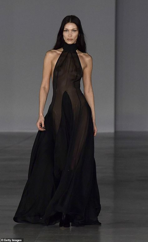 Sheer Dress Outfit Aesthetic, Black Back Less Dress, Transparent Outfit Fashion, Classy Sheer Dress, Black High Fashion Dress, Black Mesh Gown, High Fashion Black Dress, Black Fashion Dress, Styling Sheer Dress