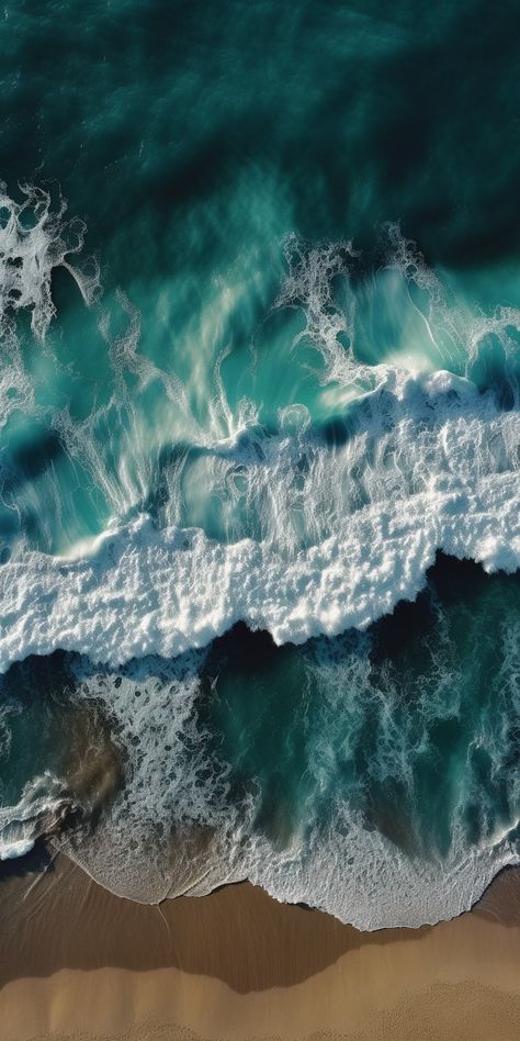 Aerial view of ocean waves, in the style of  National Geographic Sea Aerial View, Aerial Ocean Painting, Ocean Aerial View, Sea Waves Wallpaper, Ocean Top View, Water Textiles, Aerial Views Landscape, Ocean Blanket, Nudie Suit