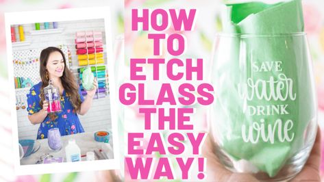 Glass Etching Step by Step Tutorial | Craft | Sweet Red Poppy Cricut Glass Etching, Jennifer Maker Cricut, Cricut Etching, Glass Etching Tutorial, Etched Glass Vinyl, Glass Etching Diy, Glass Etching Cream, Etching Projects, Etching Diy