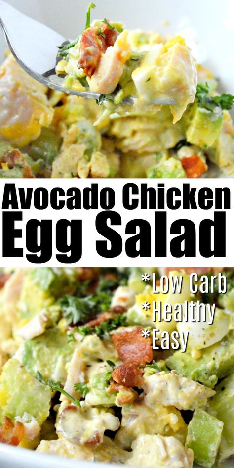 Chicken Avocado Egg Salad, Egg Salad With Chicken, Chicken And Egg Salad Recipe, Rotisserie Chicken Avocado Salad, Keto Avocado Egg Salad, Avocado And Egg Salad Recipes, Healthy Chicken Avocado Salad, What To Eat With Egg Salad, Chicken And Egg Salad Sandwich