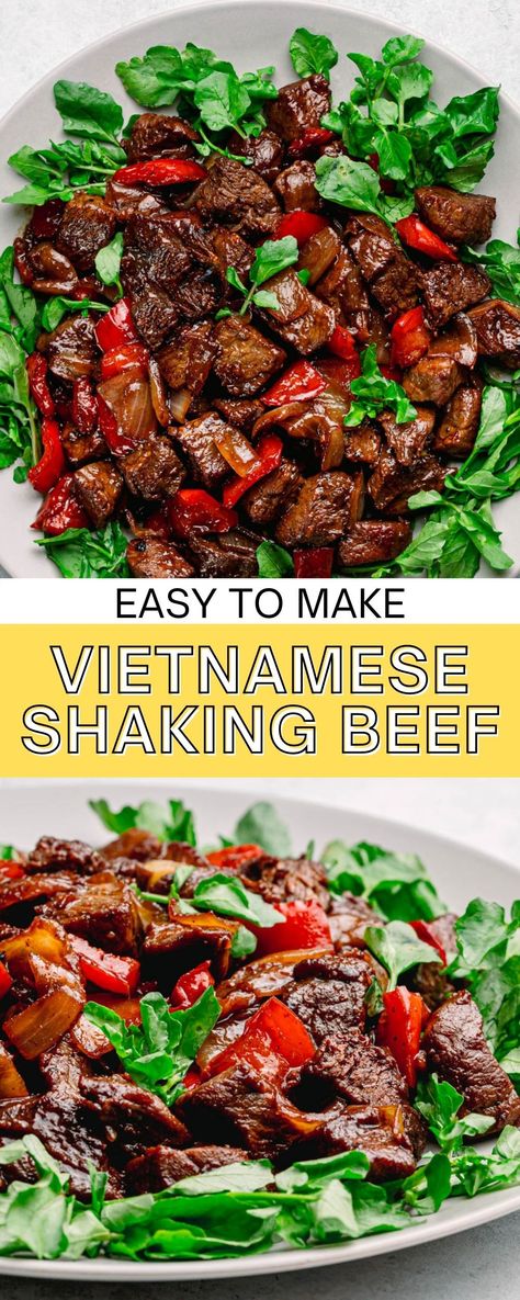 Shaken Beef Vietnamese Recipe, Vietnamese Beef Stew Recipes, Shaken Beef Recipe, Shaking Beef Bo Luc Lac, Bo Loc Lac Recipe, Vietnamese Shaken Beef Recipe, Vietnamese Ground Beef, Vietnamese Beef Marinade, Luc Lac Beef