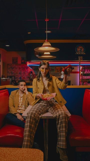 Old Diner Photoshoot, Italian Photoshoot, Diner Photoshoot, Chinese New Year Dishes, Editorial Couple, American Aesthetic, Photoshoot Editorial, Valentine Photo Shoot, Artsy Photography