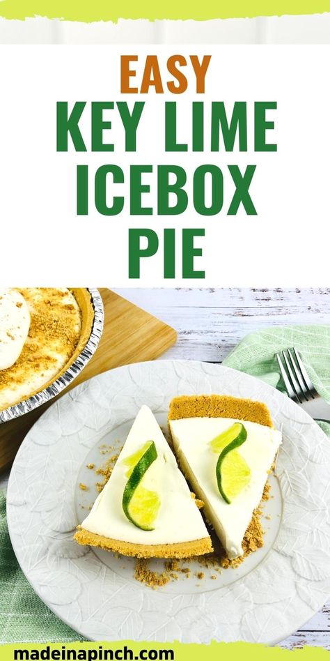 Frozen Key Lime Icebox Pie is super easy to make (no baking required!). Plus, it's a sweet and tangy cold summertime treat that will leave everyone asking for more! No Bake Key Lime Pie is a graham cracker crust filled with smooth and creamy key lime pie filling and frozen. Top it with whipped cream and take it to your next potluck or cookout! #pie #recipe Lime Icebox Pie, Limeade Pie, Key Lime Pie Filling, Key Lime Pie Recipe No Bake, Ice Box Desserts, No Bake Key Lime Pie, Creamy Key Lime Pie, Frozen Key Lime Pie, Cool Whip Pies