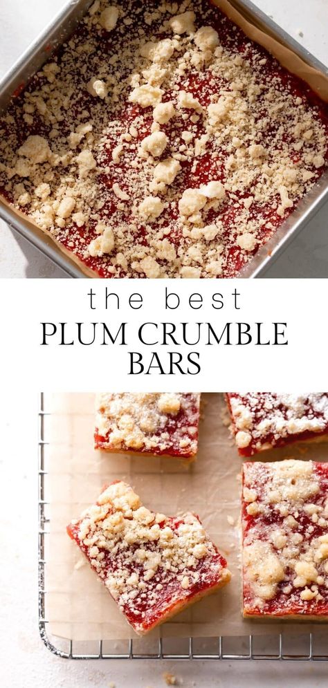 Plums Recipes Dessert, Plum Dessert, Bar Treats, Canned Plums, Plum Jam Recipes, Plum Crumble, Plum Pie, Plum Recipes, Buttery Shortbread