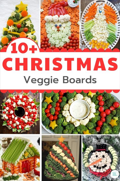 Raw Veggie Platter, Vegetable Board Christmas, Christmas Veg Tray Platter Ideas, Christmas Platters Ideas, Holiday Crudite Platter, Holiday Fruit And Veggie Trays, Christmas Boards Ideas, Easy Fruit And Veggie Trays, Christmas Charcuterie Board Veggies