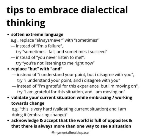 Dbt Journaling Prompts, Dialectical Therapy, Dialectical Thinking, Dbt Quotes, Dialectical Behavior Therapy, Mental Health Therapy, Writing Therapy, Emotional Awareness, Therapy Worksheets