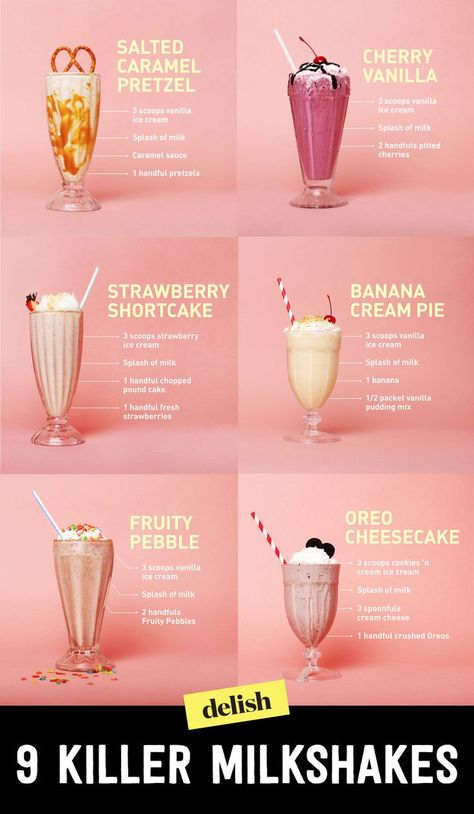 9 Killer Milkshakes That Will Rock Your World Resep Starbuck, Oreo Shake, Best Milkshakes, Resep Smoothie, Oreo Milkshake, Resep Diet, Starbucks Drinks Recipes, Milkshake Recipes, Milk Shakes