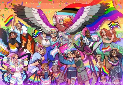 Pride Drawings Art, Pride Flags As People Art, Mha Pride Fanart, Pride Month Calendar 2024, Lgbtq Art Illustrations, Pride Drawings Easy, Pride Month Art Ideas, Gay Character Art, Cute Lgbtq Art