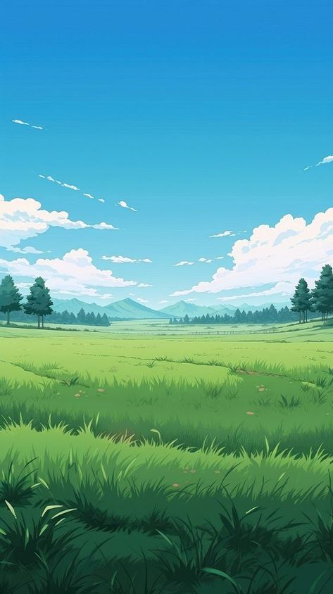 Green field landscape backgrounds outdoors. AI generated Image by rawpixel. | free image by rawpixel.com / Tang Anime Field Background, Green Anime Background, Manga Background Landscapes, Green Field Aesthetic, Green Field Wallpaper, Anime Field, Green Anime Wallpaper, Forest Field, Drawing Backgrounds