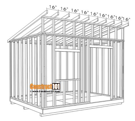 Large 10x12 Lean To Shed Plans |Free DIY Projects - Construct101 10x12 Shed, 8x12 Shed Plans, Shed Plans Free, Small Shed Plans, Easy Shed, 10x12 Shed Plans, Diy Storage Shed Plans, Shed Blueprints, Building A Storage Shed