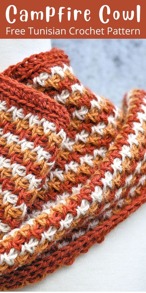 Tunisian Crochet Bandana, Crochet Campfire, Crochet Accessories Ideas, Tunisian Scarf, Tunisian Crochet Scarf, Crochet Tunisian Stitch, Tunisian Knitting, Free Crochet Scarf Patterns, Tunisian Patterns