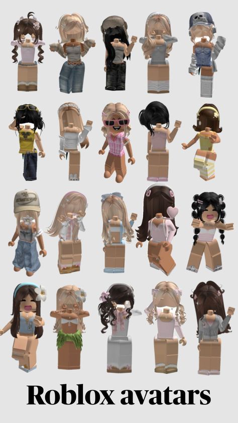 Roblox avatar inspo!!! Preppy Roblox Avatars, Roblox Avatars Ideas, Preppy Roblox, Harry Potter Girl, Roblox Ava, Roblox Fit Ideas, Y2k Outfit Ideas, Skin Roblox, Avatar Roblox