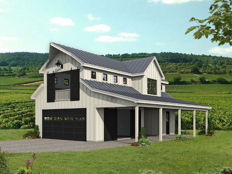 062G-0249: Outbuilding Plan with Loft Garage Plans With Loft, Garage Apartment Plan, Barn Plan, Garage Guest House, Carriage House Plans, Garage Apartment Plans, Pole Barns, Garage Apartments, Barn Garage