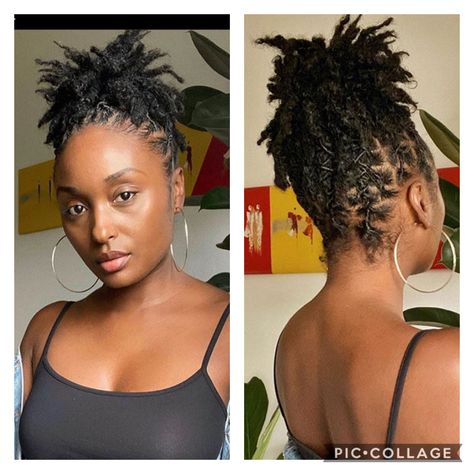 Shirt Locs Hairstyles, Loc Up Styles, Short Locs Hairstyles Short Locs Hairstyles Updo, Super Short Loc Styles, Locs Up Do Hairstyles For Women, Very Short Loc Styles For Women, Elegant Short Loc Styles Black Women, Short Hair Dreadlocks Styles, Loc Upstyles For Women